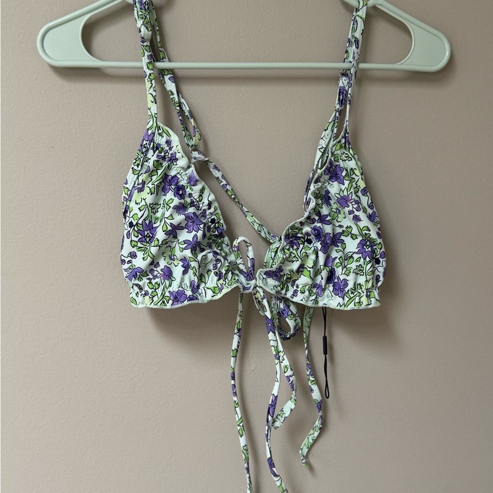 Zaful Purple Floral Bikini Top